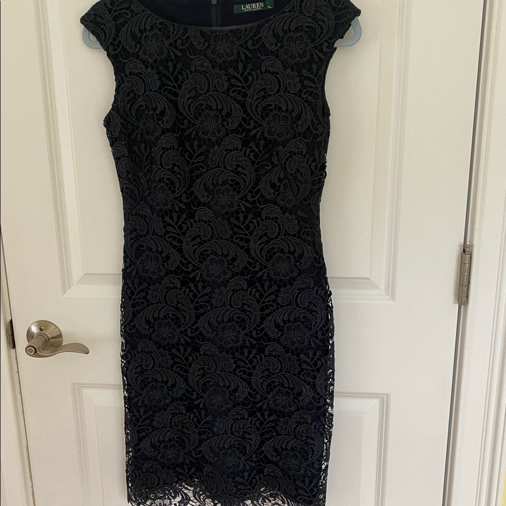 Ralph Lauren Navy Blue Lace Sheath By Lauren, Ralph Lauren Size 2